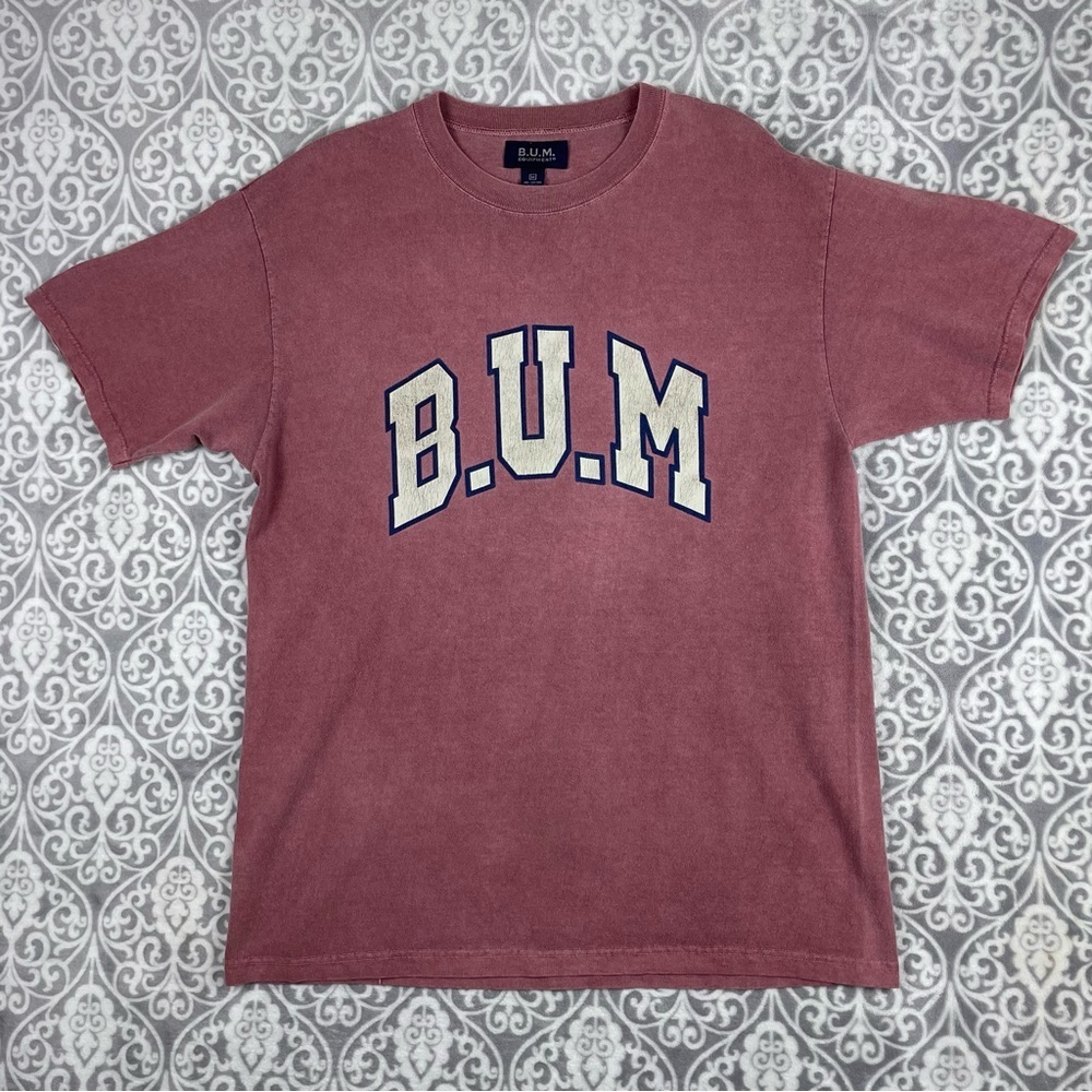 vintage b.u.m equipment boxy t shirt faded red 90's made in usa men's medium